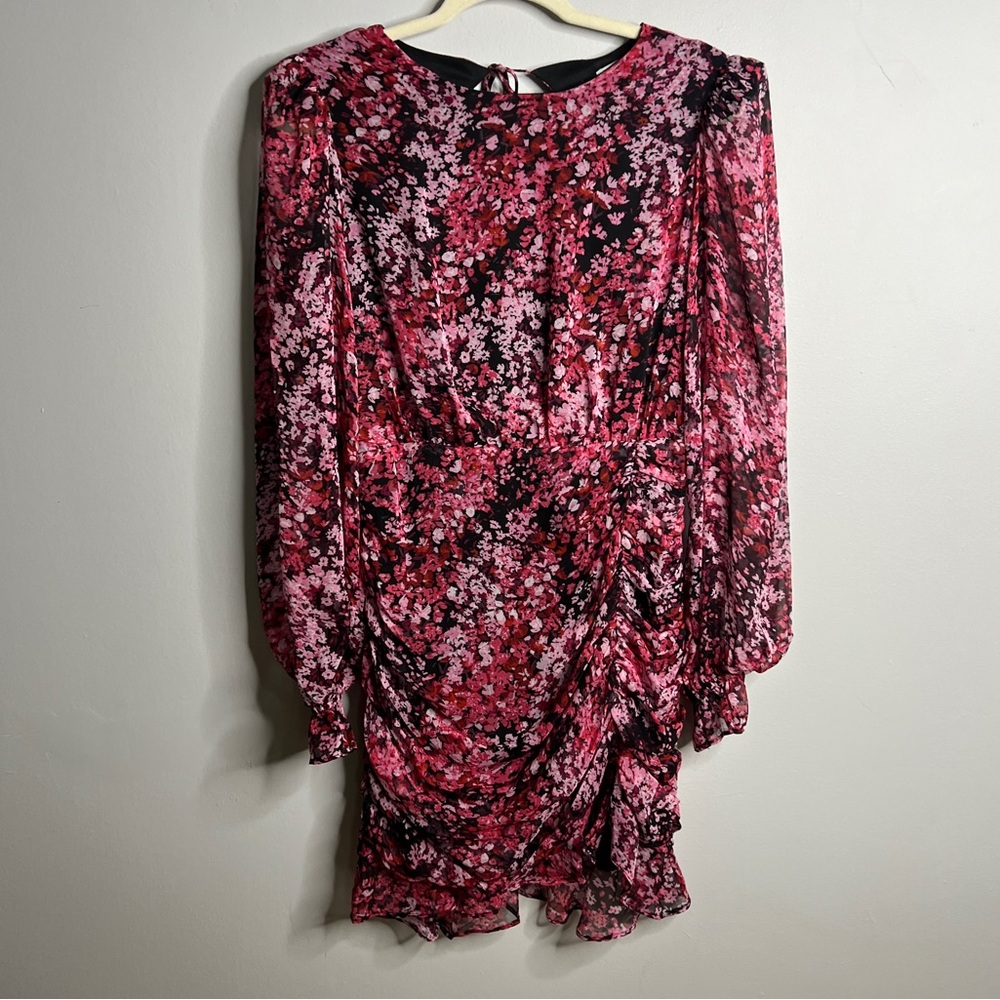 LUSH Floral Chiffon Long Sleeve Dress, Size M, Open Back Elegance! - Picture 2 of 15